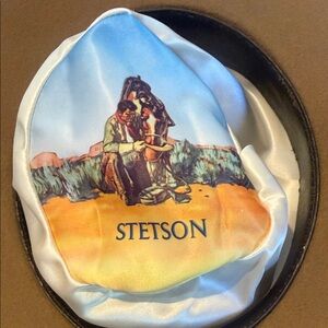 Stetson Western Graphic Satin Hat Liner in Blue and Tan